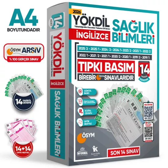 2025 YÖKDİL İngilizce Sağlık Bilimleri ÖSYM Çıkmış Soru Tıpkı Basım Paket Deneme 13li Türkiye Geneli
