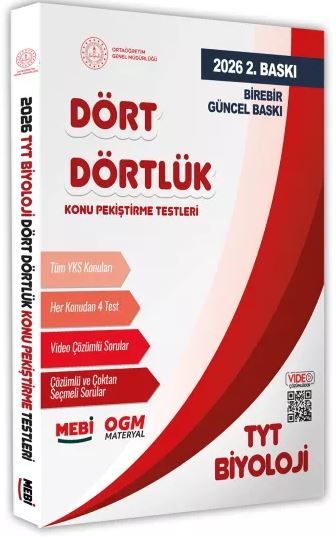 2025 YKS-TYT MEBİ-OGM Dört Dörtlük Biyoloji Pekiştirme Testleri Soru Bankası Video Çözümlü