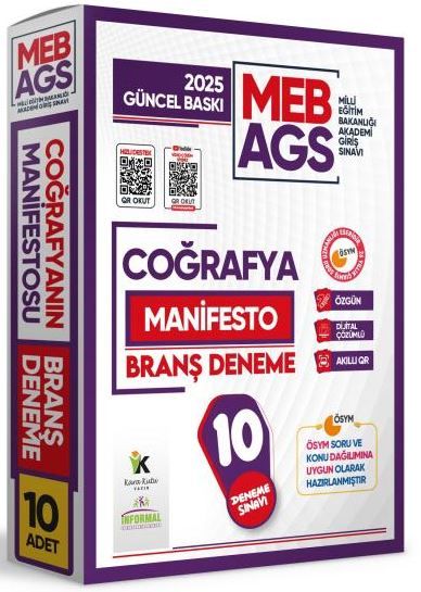 2025 MEB AGS Coğrafya Manifesto Branş Deneme Paketi 10lu Özgün Dijital Çözümlü