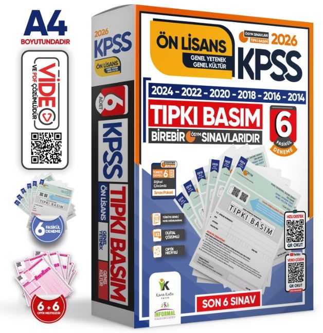 2026 KPSS Ön Lisans ÖSYM Çıkmış Soru Tıpkı Basım 7li Deneme Paketi Türkiye Geneli Dijital Çözümlü