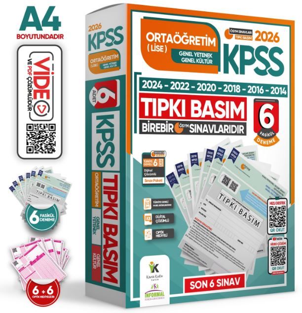 2026 KPSS Ortaöğretim-Lise ÖSYM Çıkmış Soru Tıpkı Basım 7li Deneme Paketi TG Dijital Çözümlü