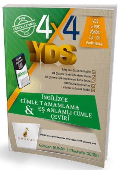 4x4 YDS Seti 1. Kitap Cümle Tamamlama, Çeviri ve Eş Anlamlı Cümle