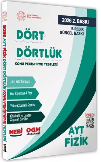 2025 YKS-AYT MEBİ-OGM Dört Dörtlük Fizik Pekiştirme Testi Soru Bankası Video Çözümlü