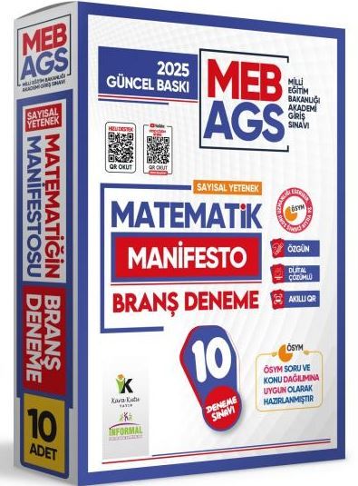 2025 MEB AGS Sayısal Yetenek Matematik Manifesto Branş Deneme Paketi 10lu Özgün Dijital Çözümlü
