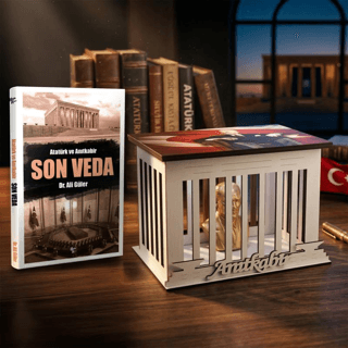 Son Veda ve Atatürk Büstlü Ahşap Anıtkabir Işıklı Maket